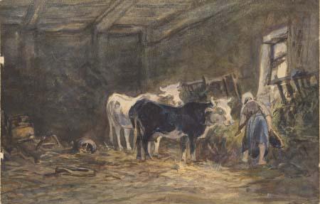 In a barn., unknow artist